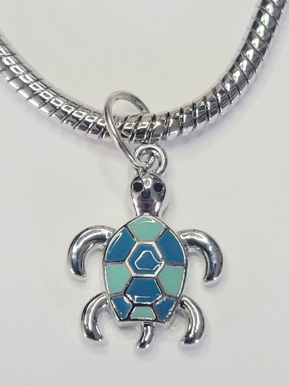NWT For Pandora Charm Bracelets Blue Green Enameled Silver Color Turtle Dangle
